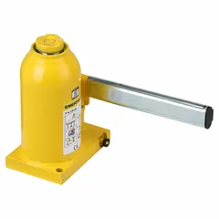 Steel-bodied mechanical bottle jack with a 17-ton load capacity. Manual handle actuation for lifting heavy loads in applications requiring high clearance. Suitable for raising machinery, vehicles, or structural components in industrial maintenance, construction, and manufacturing settings.