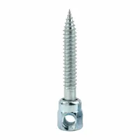 Steel rod hanger for vertical mounting in wood. Designed to secure threaded rod or pipe in overhead installations for mechanical, electrical, or plumbing systems. 3/8 in screw size, 2-1/2 in overall length. 25-pack