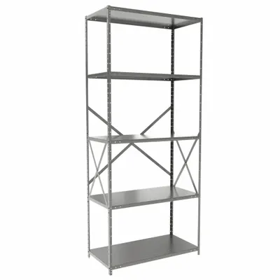 HALLOWELL Metal Shelving: Standalone, Medium-Duty, 36 in x 18 in, 84 in Overall Ht - Medium-Duty Standalone Open Metal Shelving