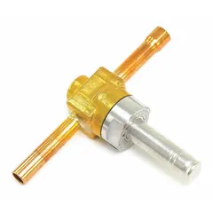 Refrigerant solenoid valve for on-off flow control in HVACR systems. Suitable for commercial cooling, precision air conditioning, and industrial refrigeration circuits. Consult datasheet for port size, voltage, and pressure ratings.