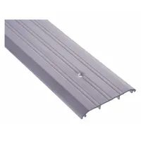 This 4 ft aluminum saddle threshold features a fluted transition surface. It is used at doorways to bridge gaps between flooring materials, reduce trip hazards, and seal the door bottom against drafts and debris. Suitable for interior or exterior applications requiring a corrosion-resistant threshold