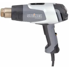 This standard pistol-grip heat gun operates on 120V AC and draws 13.3 A. It features an LCD display for temperature monitoring and is supplied as a bare tool with a two-prong plug. Suitable for tasks such as shrink-wrapping, paint stripping, thawing pipes, and bending plastics.