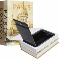 Steel diversion safe with key lock, 0.11 cu ft capacity. Not fire rated. Conceals valuables in plain sight for residential or office use