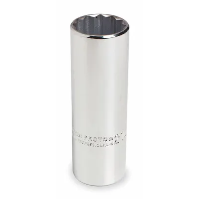 PROTO Socket: Metric, 1/2 in Drive Size, 22 mm Socket Size, 12-Point, Deep, Chrome - 1/2" Drive Hand Sockets