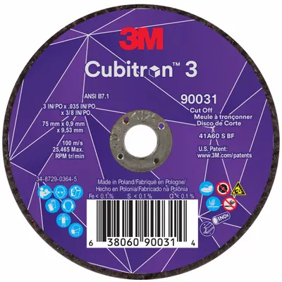 3M CUBITRON 3 Cool-Cutting Cut-Off Wheel - Cool-Cutting Cut-Off Wheels for Carbon & Stainless Steel