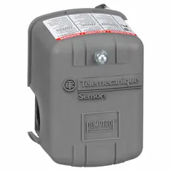 General purpose air compressor switch with diaphragm actuator for pressure control in pneumatic systems. Pressure range 100 psi to 200 psi, 1/4" MNPT connection. Opens or closes electrical contacts to start or stop compressor motor. Suitable for workshop compressors, pneumatic controls, and process air equipment.