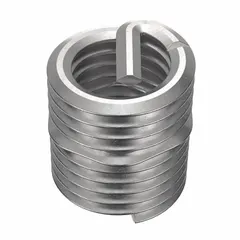 Screw-locking tanged helical insert made from 18-8 stainless steel with dry film lubricant finish. Thread size 5/16"-24 fine, right-hand direction. Tensile strength 200,000 to 250,000 psi. Requires STI tap size 5/16"-24. Used to repair or reinforce tapped threads in metal applications.