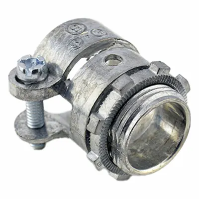 BRIDGEPORT 408-DC2 Straight Squeeze Connector, 3/4 in, Non Insulated - Straight Connectors - Squeeze Clamp Style