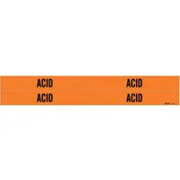 Pipe Marker: Acid, Orange, Black, Fits 3/4 to 2 3/8 in Pipe O.D., 4 Pipe Markers, Without Arrows (MPN 7318-4)