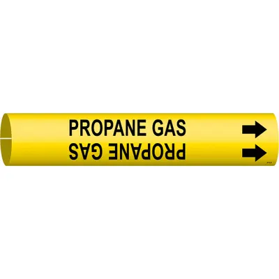 BRADY Pipe Marker: Propane Gas, Yellow, Black, Fits 4 to 6 in Pipe O.D., 1 Pipe Markers - Propane Gas Snap-On Pipe Markers