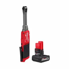 This cordless ratchet delivers 35 ft-lb of maximum fastening torque and a no-load speed of 450 RPM. It features a brushless motor and a ball detent anvil for secure socket retention. The kit includes the model 2568-20 ratchet and a 48-11-2450 M12™ battery. Typical applications include fastening and loosening bolts and nuts in confined spaces common in automotive repair, equipment maintenance, and industrial assembly.