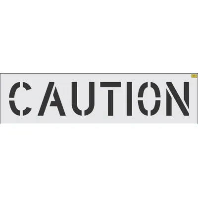 RAE Individual Stencil: Caution, 0.062 in Thick, 12 in Overall Ht, 64 in Overall Wd - Light-Duty Message Stencils for Traffic & Parking Control