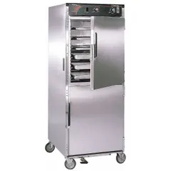 Full-size insulated hot cabinet designed to hold and transport prepared food at serving temperature. Features universal-angle shelves and built-in humidity control. Operates on 120V AC. Suitable for commercial kitchens, catering, and foodservice facilities.