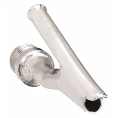 Round speed welding tip for thermoplastic welding, designed for use with filler rods up to 5/32 in diameter. Directs heated air to melt the rod for joining plastic materials in fabrication and repair tasks.