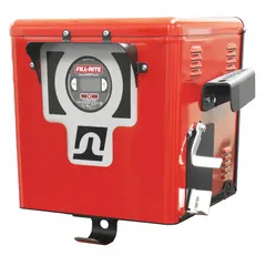 Pedestal-mounted remote meter dispenser for fuel transfer applications. Includes a 900CD digital meter with +/-1.25% accuracy. Operates on 250V AC with 1 in NPT connections. Flow range 6 to 40 gpm.