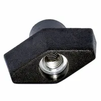 T-handle knob with threaded through-hole, constructed from steel with zinc finish. Features M6 thread and 30 mm diameter. Used for manual adjustment and clamping on industrial machinery, jigs, and fixtures