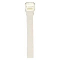 Natural nylon cable tie for indoor bundling and organizing wires and cables. Nominal length 8.5 in, width 0.22 in, maximum bundle diameter 2 in. Pack of 100. Not rated for outdoor use.