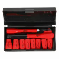 WIHA Socket Wrench Set: 3/8 in Drive Size, 10 Pieces, 8 to 19 mm Socket Size Range, (8) 12-Point (MPN 31590)