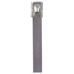 This 316 stainless steel cable tie is designed for securing and bundling cables in demanding environments. It features a ball lock locking style for permanent fastening, with a nominal length of 20 1/2 inches and a maximum bundle diameter of 6 inches. The 0.31-inch width provides strength for heavy-duty applications. Supplied in a pack of 50, silver finish.