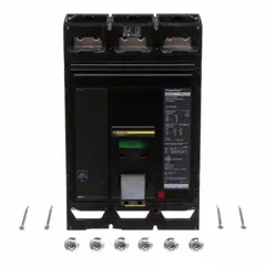 400 A, 3-pole molded case circuit breaker rated 600V AC with a maximum interrupting rating of 18kA at 600V AC. Features adjustable instantaneous trip, box lug terminals, and ABC phase connection. Suitable for overload and short-circuit protection in industrial distribution panels, motor control centers, and heavy machinery.