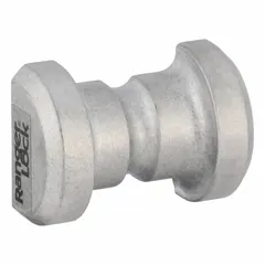 Aluminum guard for disc padlocks, partially covering the shackle to reduce exposure to tampering, weather, and debris. Measures 3/4 in guard length and 7/8 in guard width. Suitable for use in industrial, commercial, and institutional settings where padlock protection is needed while maintaining key access.