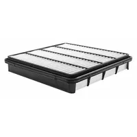 Rectangular panel engine air filter for Toyota light duty trucks. Overall length 12 7/16 inches. Traps airborne contaminants to protect engine components and maintain combustion efficiency. Direct replacement filter