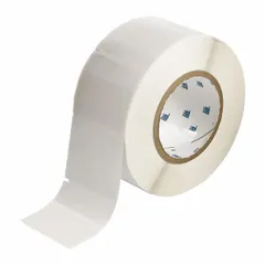 White matte vinyl wraparound label cartridge for wire marking on 6 AWG to 0 AWG conductors. Labels measure 2 1/4 in x 2 1/2 in and require R4300 ribbon. Compatible with BBP11 printer series. Used in industrial electrical, panel building, and maintenance applications for cable and conductor identification.