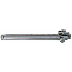 This Smith-Style machine cutting torch is designed for automated oxy-fuel cutting of steel plates and profiles. It features a 180° head for flexible positioning on cutting machines and a 9/16"-18 inlet connection. The torch is suitable for industrial fabrication and structural steel manufacturing.