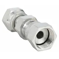 This swivel-type union from the Seal-Lok series connects two 1/4 in OD tubes in high-pressure hydraulic systems. The O-ring face seal design prevents leaks in applications up to 9,200 psi, common in industrial machinery, mobile equipment, and fluid power circuits