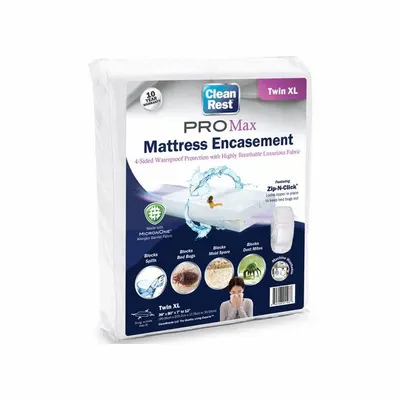 CLEANREST Twin XL Mattress Encasement, 80x39x12 in, White, 3.39 oz - Mattress Encasements