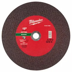 Type 1 cut-off wheel for concrete and masonry. 12" diameter, 1/8" thickness, 1" arbor. Silicon carbide construction with 30 grit for aggressive material removal on block, brick, and stone surfaces.