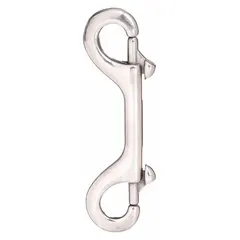 Stainless steel slide bolt spring snap with a 7/16 in opening. The slide bolt mechanism allows secure attachment and quick release. Suitable for non-lifting applications such as securing ropes, chains, or straps in rigging, marine, or general utility tasks.