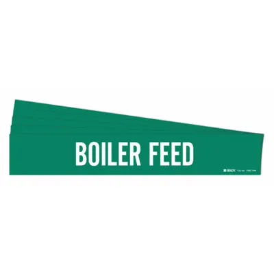 BRADY Pipe Marker: Boiler Feed, Green, White, Fits 8 in and Larger Pipe O.D. - Boiler Feed Adhesive Pipe Markers
