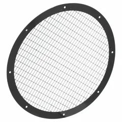 This steel fan guard is designed for use with 18-inch diameter tubeaxial fans. It features 1/2-inch diameter holes to provide protection from rotating blades and prevent debris entry. Suitable for industrial ventilation and HVAC applications.