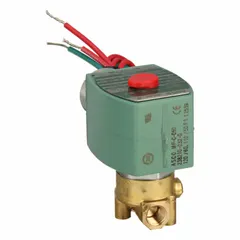 This 2-way, 2-position normally closed solenoid valve is designed for high-flow applications. It features a 1/8 in pipe size and operates on 120V AC (110V AC). The coil enclosure is without a junction box. Suitable for on/off control of water, air, and light oil in industrial fluid systems.