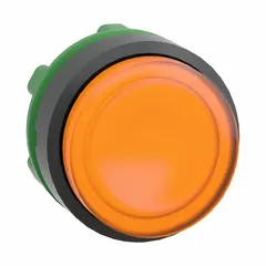 This illuminated extended-length push-button operator from the XB5 series features a maintained action, remaining in position after actuation. It is constructed with non-metallic materials and is designed for 22 mm panel mounting. Typical applications include industrial control panels and automation systems where a visible, stay-put operator is required.