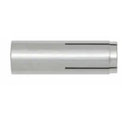 Stainless steel drop-in anchor for concrete and masonry. 1/2 in diameter, 2 in overall length, coarse thread. 50-pack. Used for fastening fixtures, conduit, or equipment into solid base materials.
