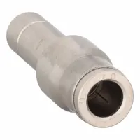 Nickel-plated brass push-to-connect adapter fitting for connecting 6 mm OD to 8 mm OD tubing. Used in pneumatic and fluid control systems for industrial automation, packaging, and material handling applications