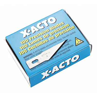 X-ACTO Replacement Blade: 1 7/8 in Blade Lg, 5/16 in Blade Wd, X3724/X3730Q, Carbon Steel - Straight-Edge Standard-Tip Replacement Utility Blades