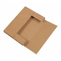 Corrugated cardboard mailer with single-wall construction and ECT-32-B board test. Inside dimensions 12 1/8 x 9 1/8 x 1 in. Easy-fold closure for quick assembly without tape or staples. Suitable for shipping documents, small parts, or lightweight merchandise