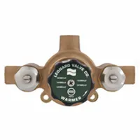 This thermostatic mixing valve features 3/4 in inlet and outlet connections with top/bottom supply/outlet configuration for compact installation. It delivers temperature-controlled water at the point of use, suitable for showers, sinks, and other fixtures requiring precise water temperature regulation