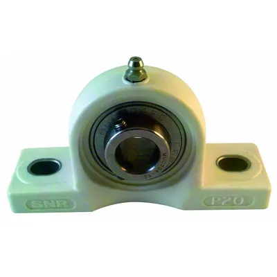 NTN Pillow Block Bearing: 1 7/16 in Bore, Polymer, Set Screws, 1 55/64 in Shaft Ht - Food-Grade Pillow Block Ball Bearings