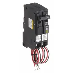 Plug-in miniature circuit breaker for overcurrent protection in single-phase branch circuits. Rated 20 A, 120/240V AC, with a 10kA interrupting capacity. For use in QO Load Centers and NQ Panelboards.