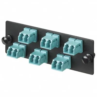 PANDUIT Fiber Optic Adapter Panel: Multi-Mode, OM4, 6 Fiber Ports, LC, PC, Duplex - Fiber Optic Adapter Plates
