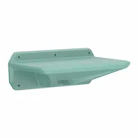 Wall-mount desk constructed of polyethylene, offering a corrosion-resistant and easy-to-clean work surface. Overall dimensions: 30 in wide, 18 in deep, 11 in high. Suitable for light-duty tasks in workshops, labs, or control rooms where space is limited