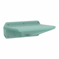 Wall-mount desk constructed of polyethylene, offering a corrosion-resistant and easy-to-clean work surface. Overall dimensions: 30 in wide, 18 in deep, 11 in high. Suitable for light-duty tasks in workshops, labs, or control rooms where space is limited.