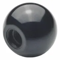 This ball knob features a 12 mm diameter plastic body with an M4 threaded hole and 6 mm thread length. It is designed for manual adjustment or actuation on industrial equipment, such as control shafts, levers, or machine guards