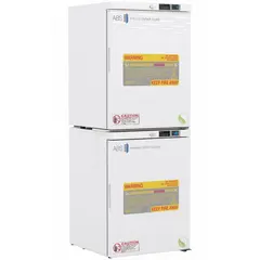 This explosion proof refrigerator-freezer provides 4 cu ft refrigerator and 5 cu ft freezer capacity in a dual-door unit with swing solid doors and manual defrost. Designed for safe storage of flammable or volatile materials in hazardous environments such as laboratories and chemical plants.