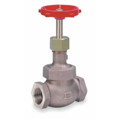 Bronze straight-body general-service globe valve with rising stem and female connections. Suitable for regulating flow in gas, oil, steam, and water media. 2 in pipe size, Z-body design.