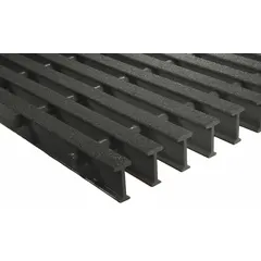 FIBERGRATE T5020 fiberglass pultruded grating with a nominal size of 36 inches wide by 10 feet long. Designed for acid-resistant structural applications such as industrial flooring, walkways, and platforms in corrosive environments. Offers high strength-to-weight ratio and corrosion resistance.